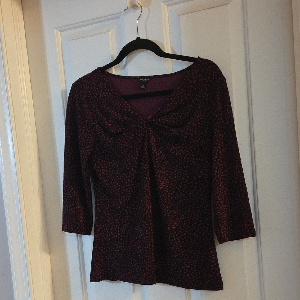 Ann Taylor Purple and Black 3/4 Top Medium